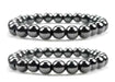 Natural Round Beads Magnetic Hematite Crystal Stone 8mm Bracelet (Pack of 2)